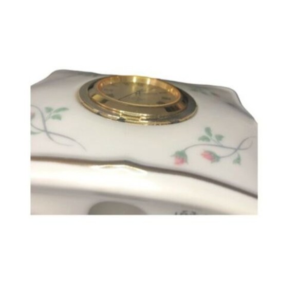 Vintage Lenox  Porcelain Table Clock Rose Manor Pattern - Pink Rosebuds - Quartz - Picture 5 of 5